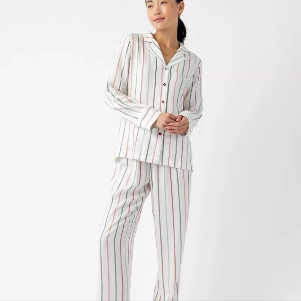 Cozy Earth Soft Woven Pajama Set Cottage Stripe Women's Size Large - Picture 3 of 7